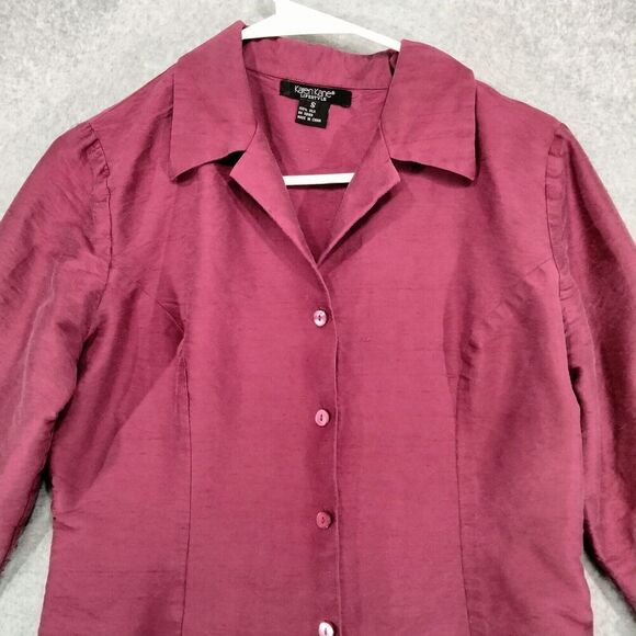 Karen Kane Lifestyle Pant Suit Set Size 4 Pant Size Small Blazer 100% Silk Red - Picture 5 of 16